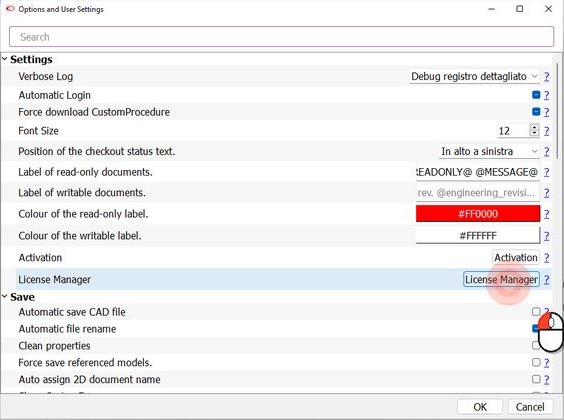 License Manager button in the OdooPLM options