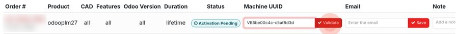 Machine UUID pasted, Validate button