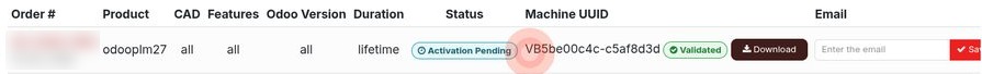License validated, Download button